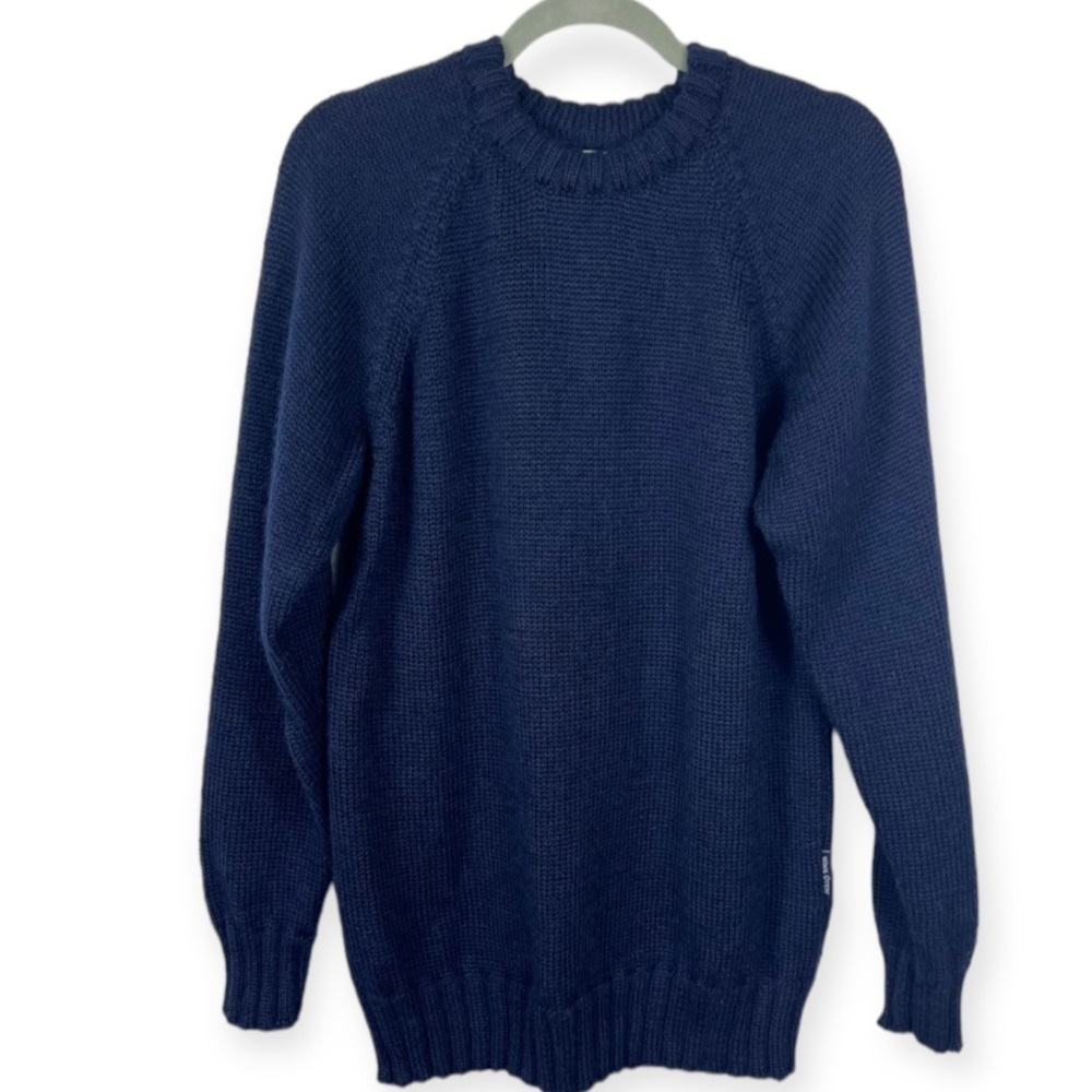 Woolovers Crew Neck 100% British Wool Washable Sweater Large Blue